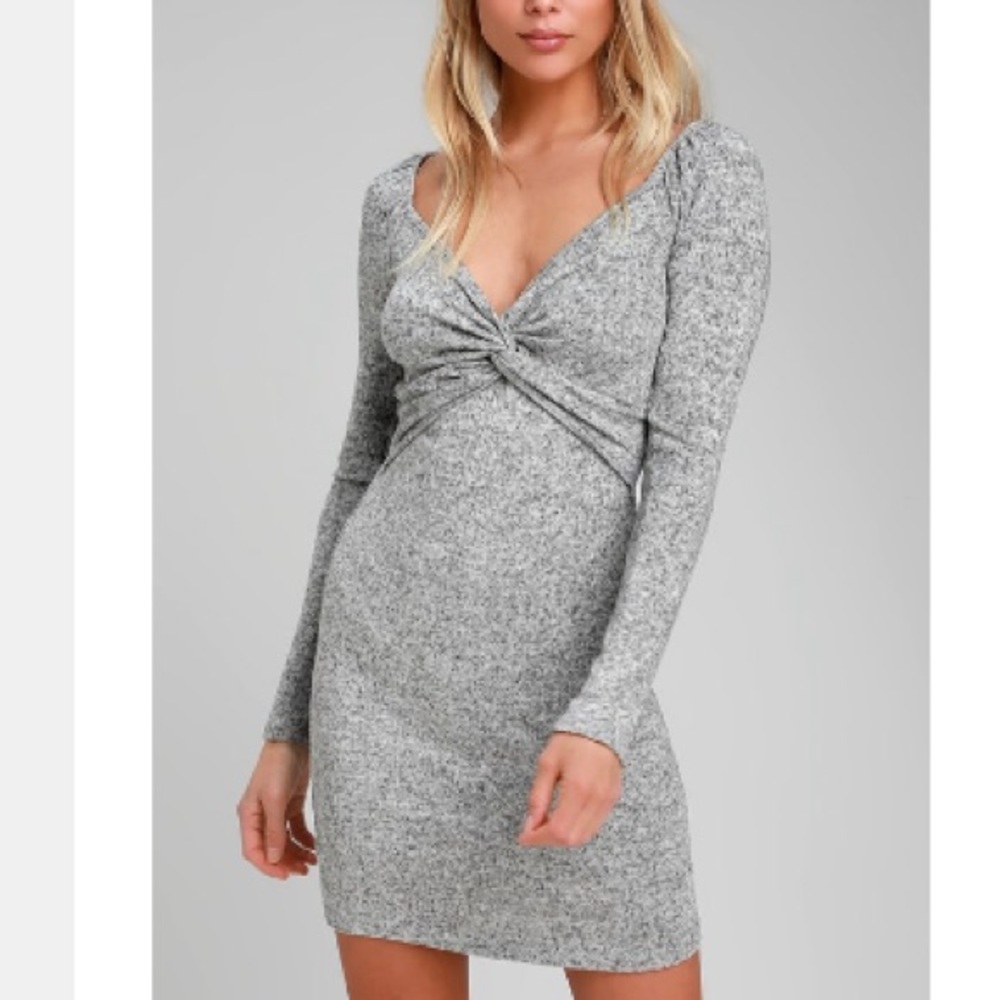 NWOT Lulu’s heathered grey long sleeve bodycon
